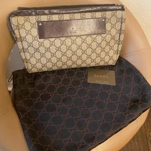 Gucci Monogram Large Clutch Vintage - Authentic